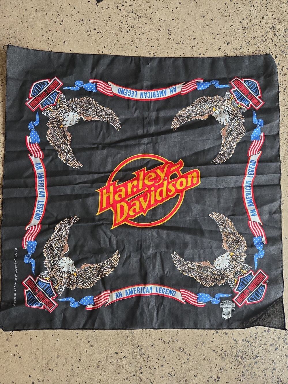 Vintage Harley Davidson "An American Legend" Bandana - Made in The USA